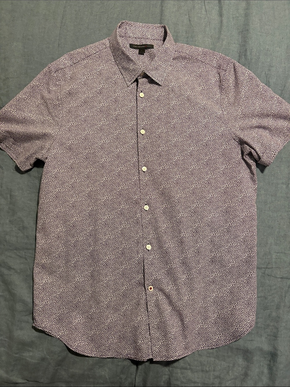 John Varvatos Short-Sleeve Button-Down Shirt in Purple Microprint